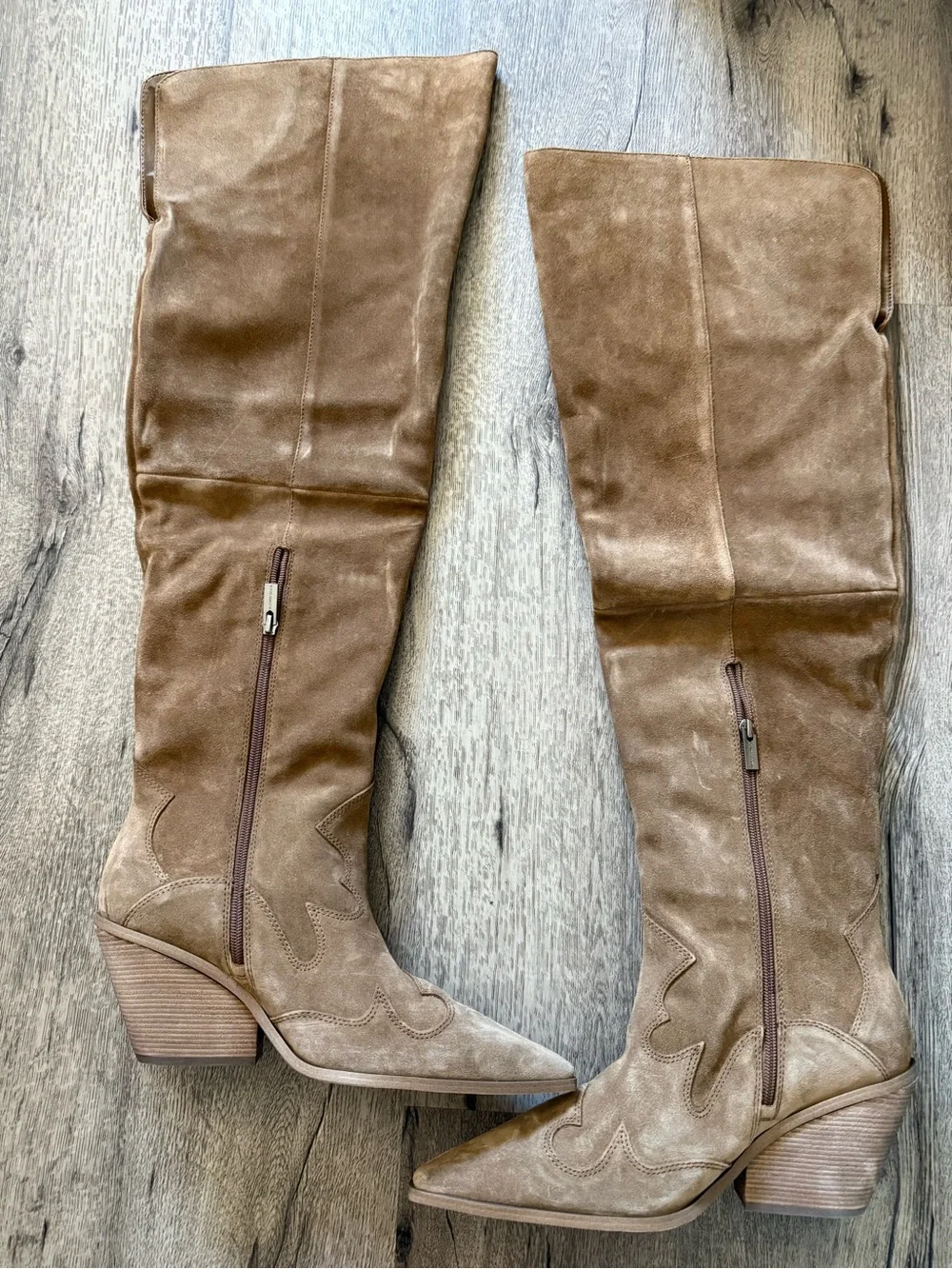 Vince Camuto Shaharla Tan Suede Over-the-Knee Western Boots Size 12M
